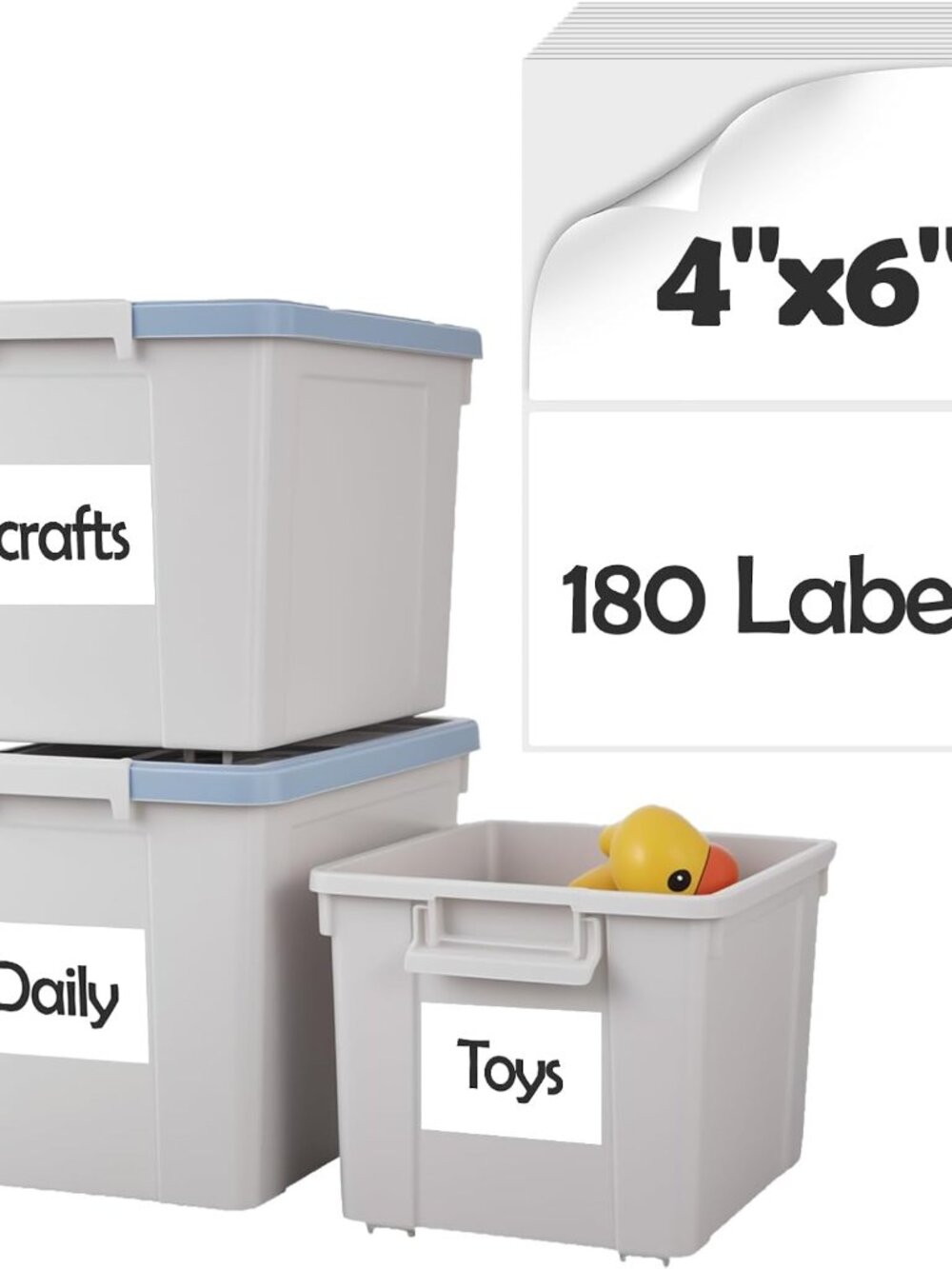 180 Pcs 4"x6" Large Labels for Storage Bins, Removable Tote Label